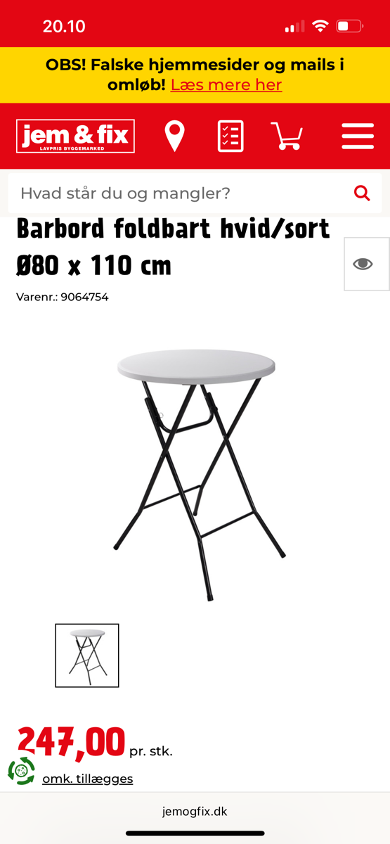 Lej en Klapbord/barbord