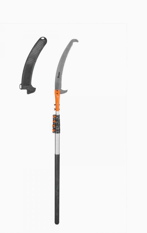 højkvalitets klinge lavet af hærdet stål SK5- savtænder profileret i 3 planer- buet klinge muliggør hurtig og nem skæring af tykke eller tynde grene- klingelængde 36 cm- krogformet klingeende giver præcis skæring og forhindrer værktøjsglidning slukket under arbejde- håndtag lavet af aluminium- justerbar længde fra 186-550cm